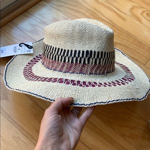 Zara straw woven wide brim hat